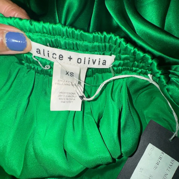 New -Alice & Olivia Green Silk Dress- size xs - Picture 5 of 10